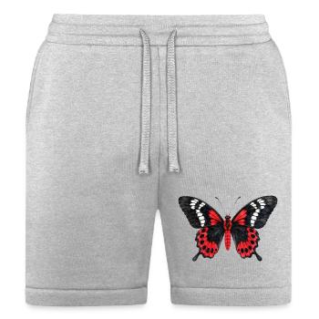 Crimson Rose Butterfly Pachliopta hector Watercolo - Bella + Canvas Unisex Short - heather gray - Front