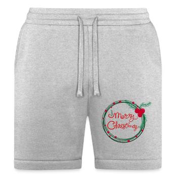 Christmas holly berry wreath - Bella + Canvas Unisex Short - heather gray - Front