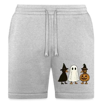 Haunted Trio Ghosts and Pumpkins - Bella + Canvas Unisex Short - heather gray - Front