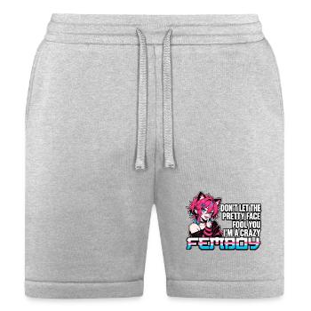 Funny Crazy Femboy Anime Catboy Aesthetic Meme - Bella + Canvas Unisex Short - heather gray - Front