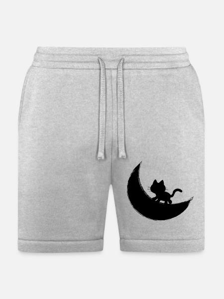 cat on the moon - Bella + Canvas Unisex Short - heather gray