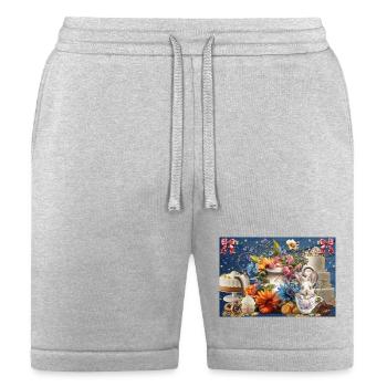 Bunny Tea Party - Bella + Canvas Unisex Short - heather gray - Front