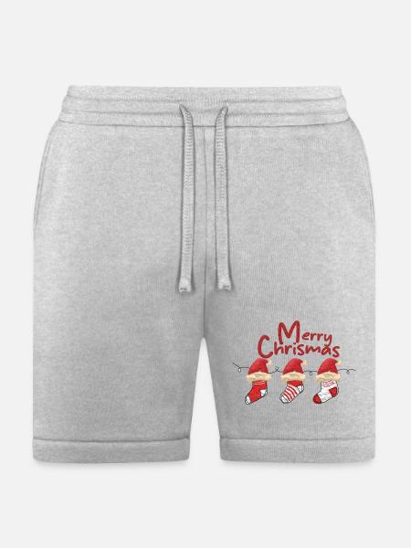 Merry Christmas Sock Trio - Bella + Canvas Unisex Short - heather gray