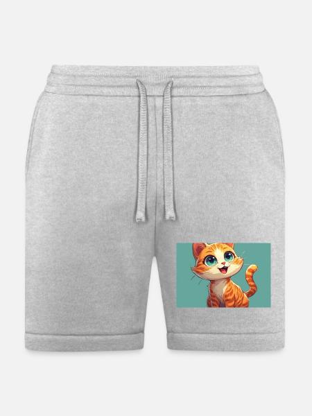 Happy Orange Tabby Kitten - Bella + Canvas Unisex Short - heather gray