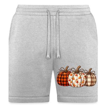 Autumn Patchwork Pumpkins - Bella + Canvas Unisex Short - heather gray - Front