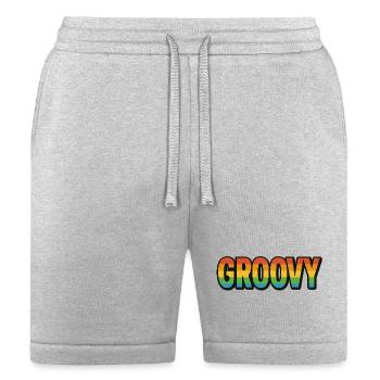 Groovy Pride Rainbow Text - Bella + Canvas Unisex Short - heather gray - Front