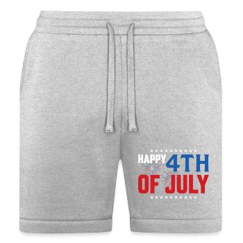Bold 4th of July Fireworks Banner - Bella + Canvas Unisex Short - heather gray - Front