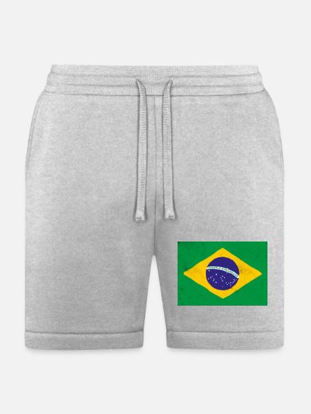Brazil Flag Rustic Emblem - Bella + Canvas Unisex Short - heather gray