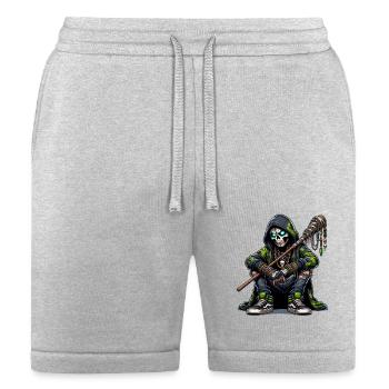 Urban Skull Shaman in Camo Hoodie with Tribal Staf - Bella + Canvas Unisex Short - heather gray - Front