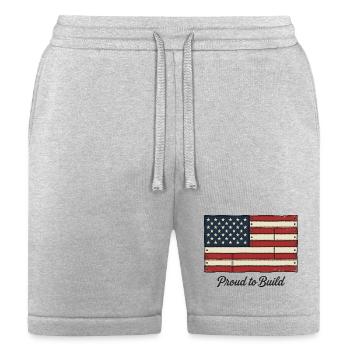Proud to Build Construction Worker USA Flag Gift - Bella + Canvas Unisex Short - heather gray - Front