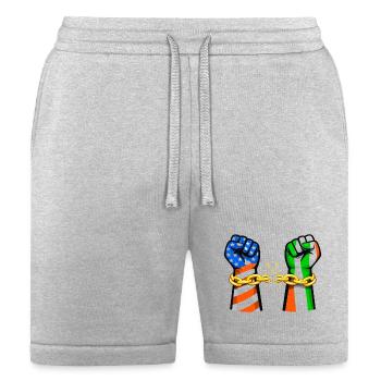 Breaking Chains of Conflict  Symbolic Fists . - Bella + Canvas Unisex Short - heather gray - Front