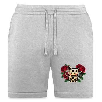 Kawaii Checkered Mug With Roses - Bella + Canvas Unisex Short - heather gray - Front
