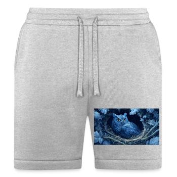 Blue Owl in Moonlit Nest - Bella + Canvas Unisex Short - heather gray - Front