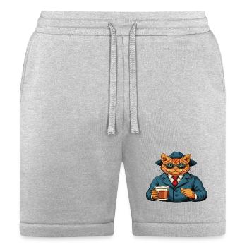 Dapper Cat in Suit with Coffee - Bella + Canvas Unisex Short - heather gray - Front