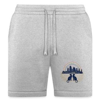 Rainbow Skyline Cats Over Golden Flora - Bella + Canvas Unisex Short - heather gray - Front