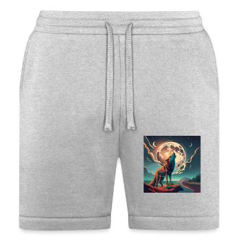 wolf howl under moon - Bella + Canvas Unisex Short - heather gray - Front