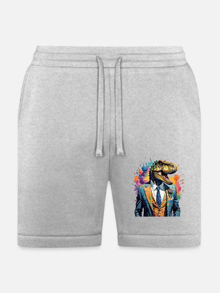 Dinosaur in suit - Bella + Canvas Unisex Short - heather gray