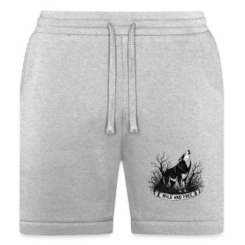 Wild and Free Wolf – Howling Wolf Wilderness Black - Bella + Canvas Unisex Short - heather gray - Front