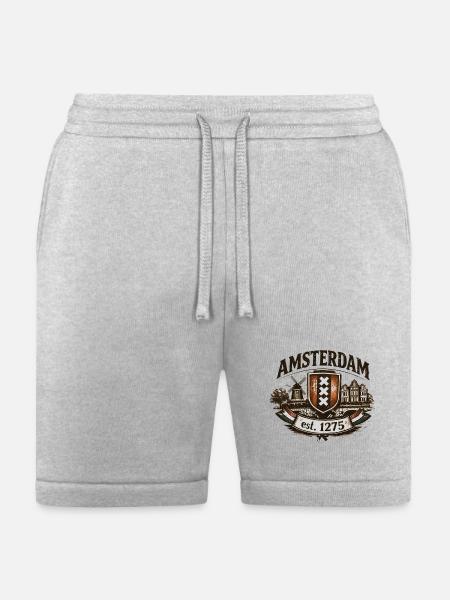 Amsterdam – Windmill & Canal Crest - Bella + Canvas Unisex Short - heather gray