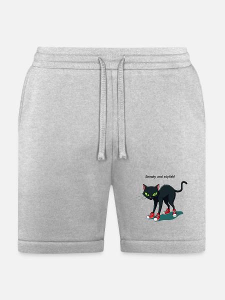 Midnight Cat in Red Sneakers - Bella + Canvas Unisex Short - heather gray