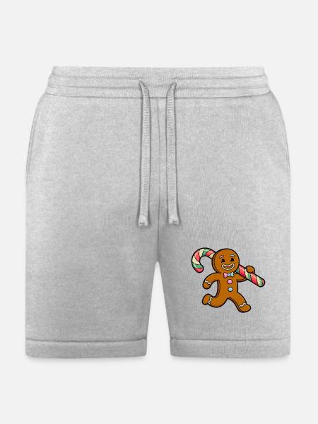 Gingerbread Joy with Candy Cane - Bella + Canvas Unisex Short - heather gray