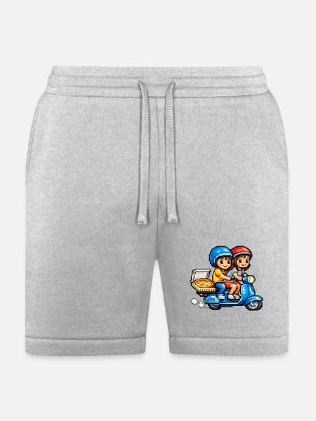 Boy and Girl on Vespa with Pizza! - Bella + Canvas Unisex Short - heather gray