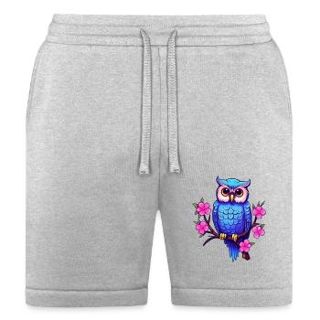 Fantasy Blue Owl on a Blossoming Branch - Bella + Canvas Unisex Short - heather gray - Front