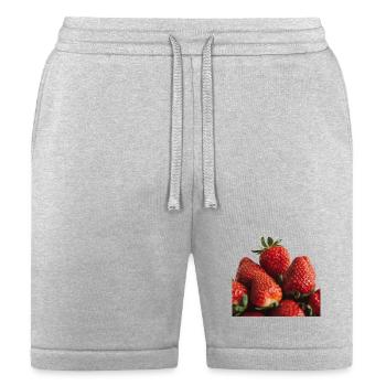 Vivid Strawberry Cluster Print - Bella + Canvas Unisex Short - heather gray - Front
