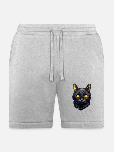 Black Cat face - Bella + Canvas Unisex Short - heather gray