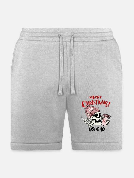 Funny Merry Christmas skull - Bella + Canvas Unisex Short - heather gray