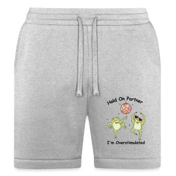 Hold On Partner I'm Overstimulated - Bella + Canvas Unisex Short - heather gray - Front