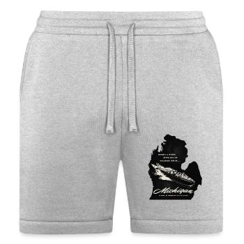 Vintage Michigan Tourist Woody Boat - Bella + Canvas Unisex Short - heather gray - Front