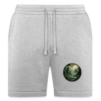 Lone Wanderer Among Moonlit Jungle Ruins - Bella + Canvas Unisex Short - heather gray - Front