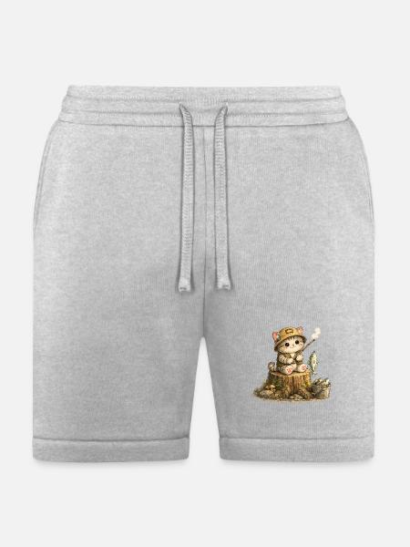 Woodland Kitten Fisher - Bella + Canvas Unisex Short - heather gray