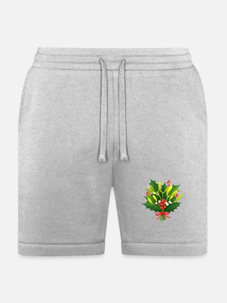 Festive Holly Botanical Design - Bella + Canvas Unisex Short - heather gray