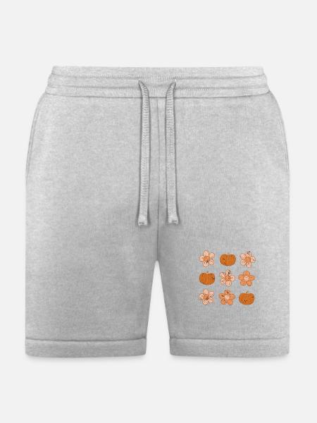 Rustic Pumpkin and Flower Pattern - Bella + Canvas Unisex Short - heather gray