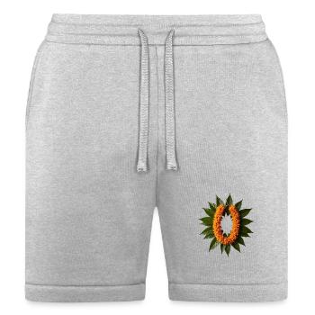 Hawaiian Tribal Necklace - orange flower - Bella + Canvas Unisex Short - heather gray - Front