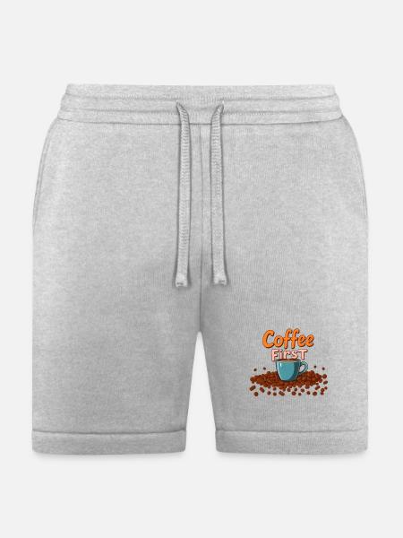 Coffee First Cup Splash - Bella + Canvas Unisex Short - heather gray