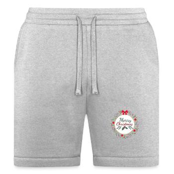 Merry Christmas Wreath Round - Bella + Canvas Unisex Short - heather gray - Front