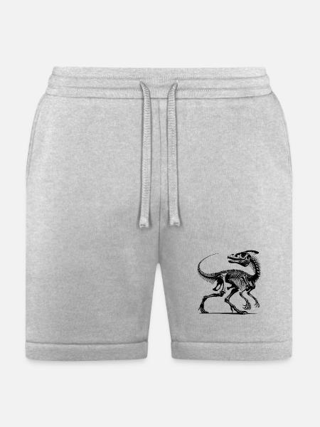 Dinosaur Raptor With Spine Bone - Bella + Canvas Unisex Short - heather gray