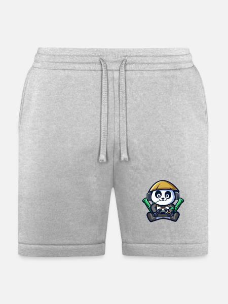 Panda Astronaut Gamer - Bella + Canvas Unisex Short - heather gray