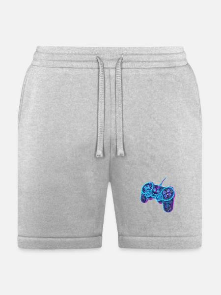 Futuristic Neon Wireframe Game Controller - Bella + Canvas Unisex Short - heather gray