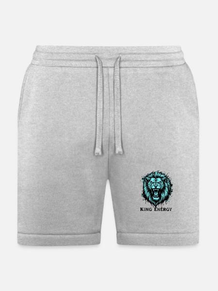 Neon Cyan Lion Roar Illustration - Bella + Canvas Unisex Short - heather gray