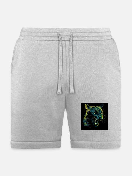 Neon Halftone Cat Roar - Bella + Canvas Unisex Short - heather gray