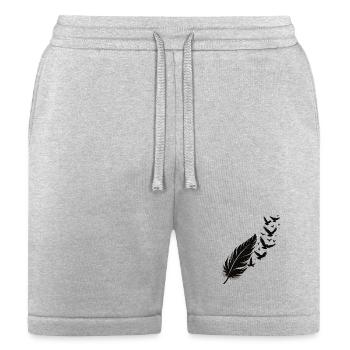 Midnight Feather and Birds Silhouette - Bella + Canvas Unisex Short - heather gray - Front