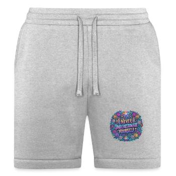 Never Underestimate Yourself Floral Mandala - Bella + Canvas Unisex Short - heather gray - Front
