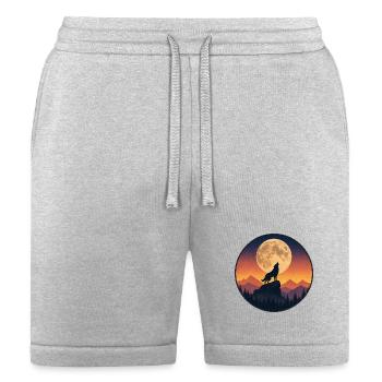 Vintage Wolf Howling at the Full Moon Retro Nature - Bella + Canvas Unisex Short - heather gray - Front