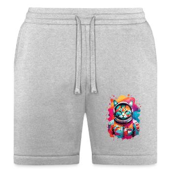 Funny Cat Space Suit - Bella + Canvas Unisex Short - heather gray - Front