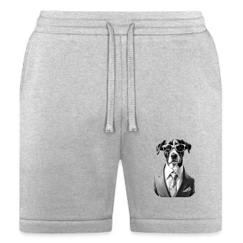 Minimalist Dog Wearing Suit and glass - Bella + Canvas Unisex Short - heather gray - Front