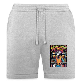 Dead Lucky – Neon Skeleton Cowboy at the Slots - Bella + Canvas Unisex Short - heather gray - Front
